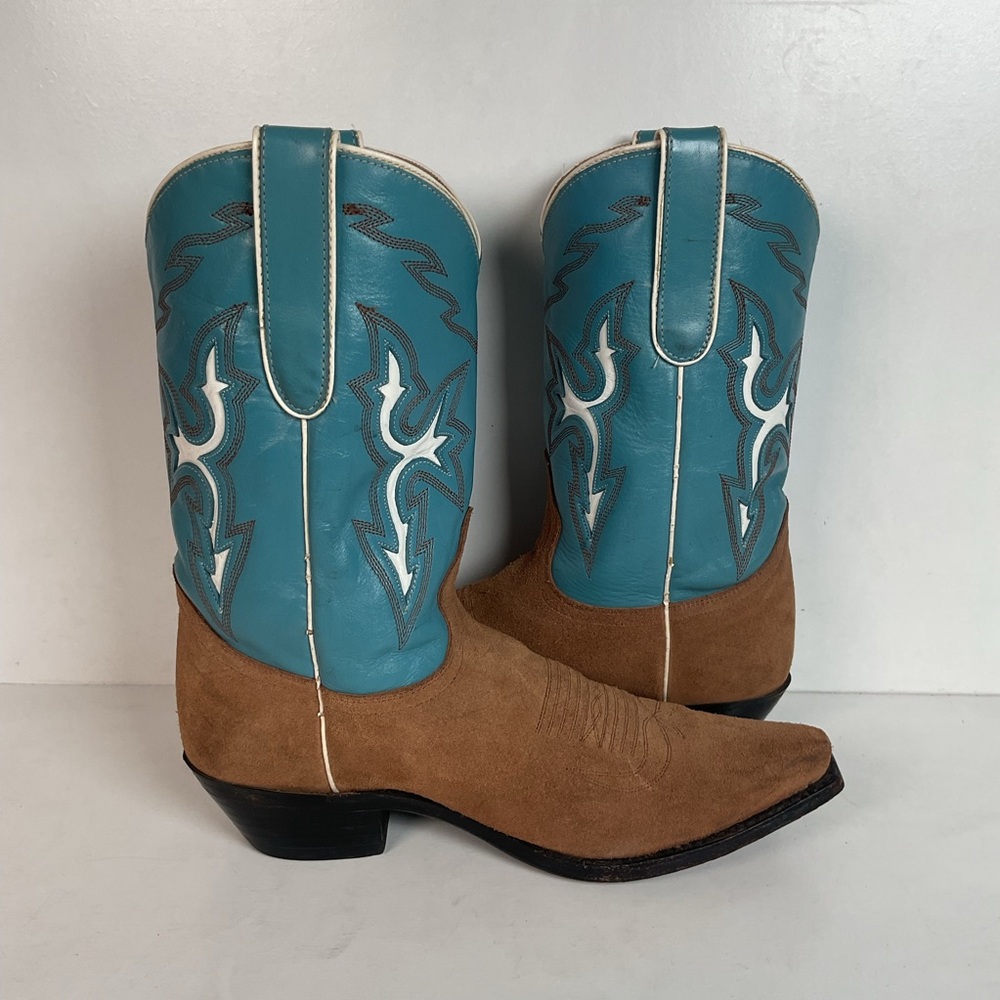 Dan Post Pee Wee Suede Cowgirl Boots 8 M Rough Out Suede - Picture 15 of 16